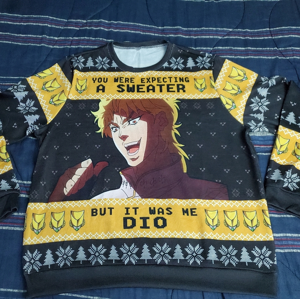 Dio Brando Ugly Christmas Anime Manga Sweater, Men's XL